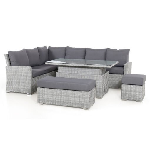 Ascot Rectangular Rattan Corner Dining Set - with Rising Table & Weatherproof Cushions - Image 7