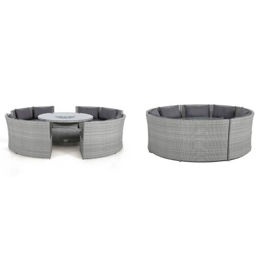 Round Rattan Sofa Dining Set with Rising Table & Weatherproof Cushions - Image 6