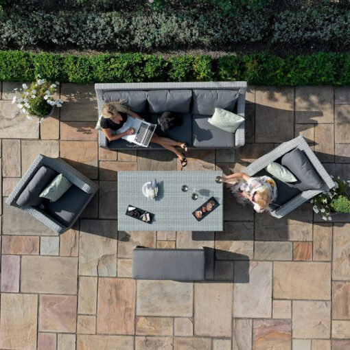Ascot 3 Seat Rattan Sofa Dining Set with Rising Table & Weatherproof Cushions - Image 7