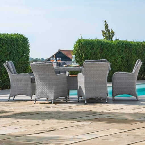Ascot 6 Seat Oval Rattan Dining Set with Lazy Susan & Weatherproof Cushions - Image 4