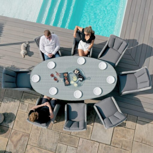 A Ascot 8 Seat Oval Rattan Dining Set with Lazy Susan & Weatherproof Cushions - Image 5