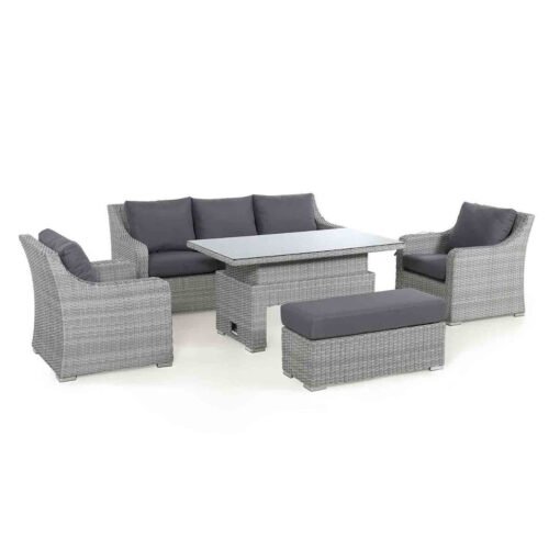Ascot 3 Seat Rattan Sofa Dining Set with Rising Table & Weatherproof Cushions - Image 4