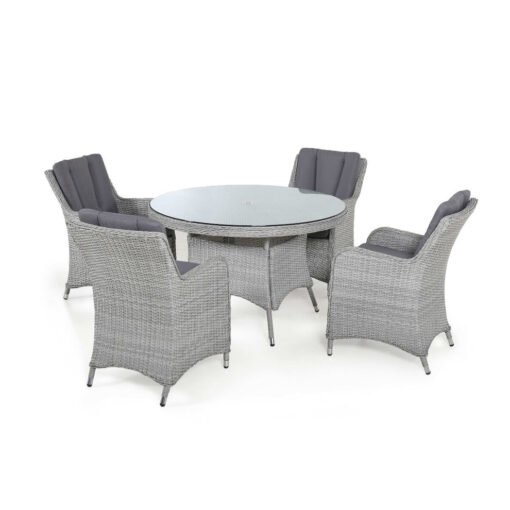 Ascot 4 Seat Round Rattan Dining Set with Weatherproof Cushions - Image 8
