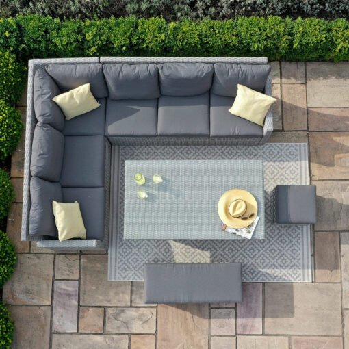 Ascot Rectangular Rattan Corner Dining Set - with Rising Table & Weatherproof Cushions - Image 3