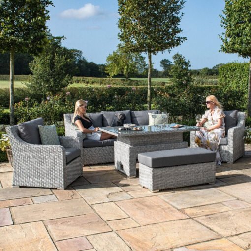 Ascot 3 Seat Rattan Sofa Dining Set with Rising Table & Weatherproof Cushions - Image 3