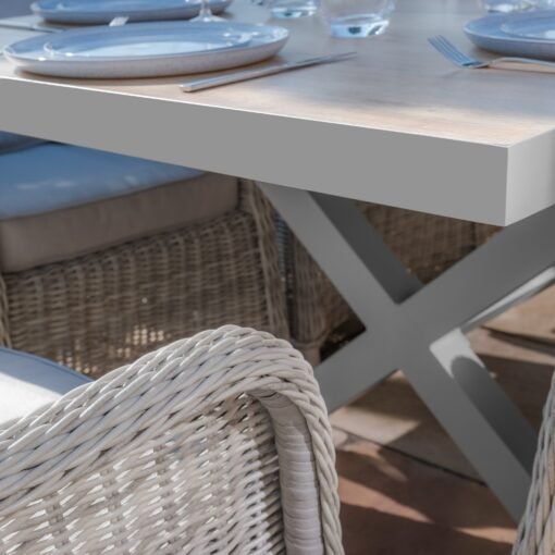 Vienna 6 - 10 Seat Extending Rectangular Dining Table with Dawn Grey Frame - Image 4