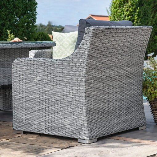 Snug 3 Seat Rattan Sofa Dining Set with Fire Pit Table & Weatherproof Cushions - Image 6