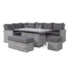 Ascot Rectangular Rattan Corner Dining Set with Fire Pit Table & Weatherproof Cushions