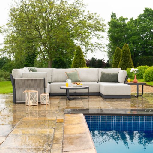 Jude Rope Aluminium Left Handed Large Corner Chaise Sofa Lounging Set in Dove Grey - Image 3